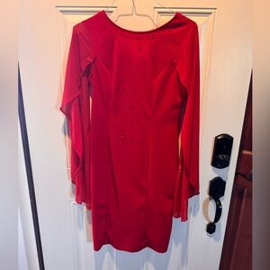 Chic Long Sleeve Red Dress